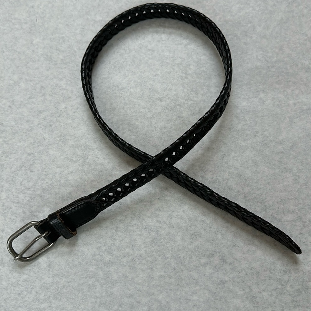Black braided leather youth belt 1x35”